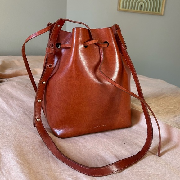 Mansur Gavriel Mini Bucket Bag in Brandy with raw leather interior - Picture 1 of 7